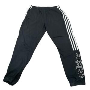 Adidas Jogger Pants Men’s Large Black 3 Stripe Athletic Sweatpants